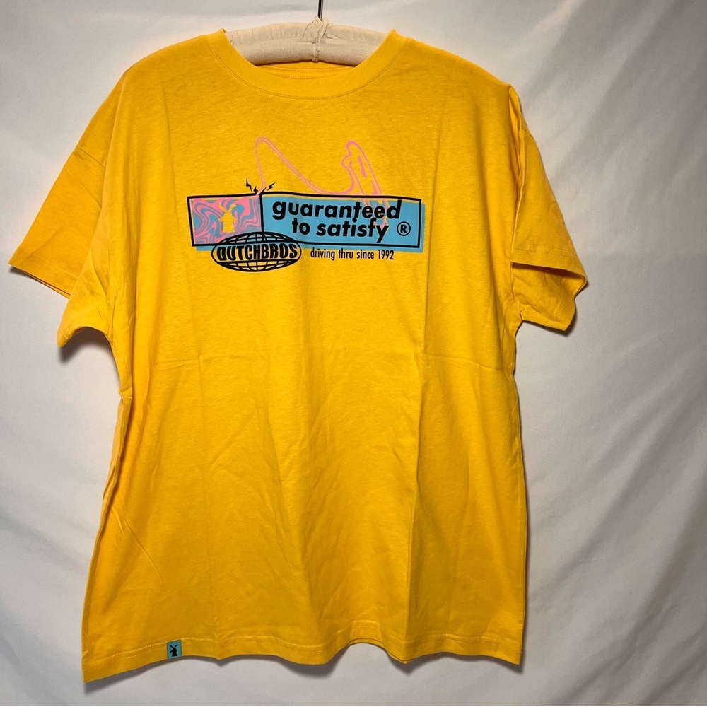 NWOT Dutch Bros Bright Yellow Tee - size Large
